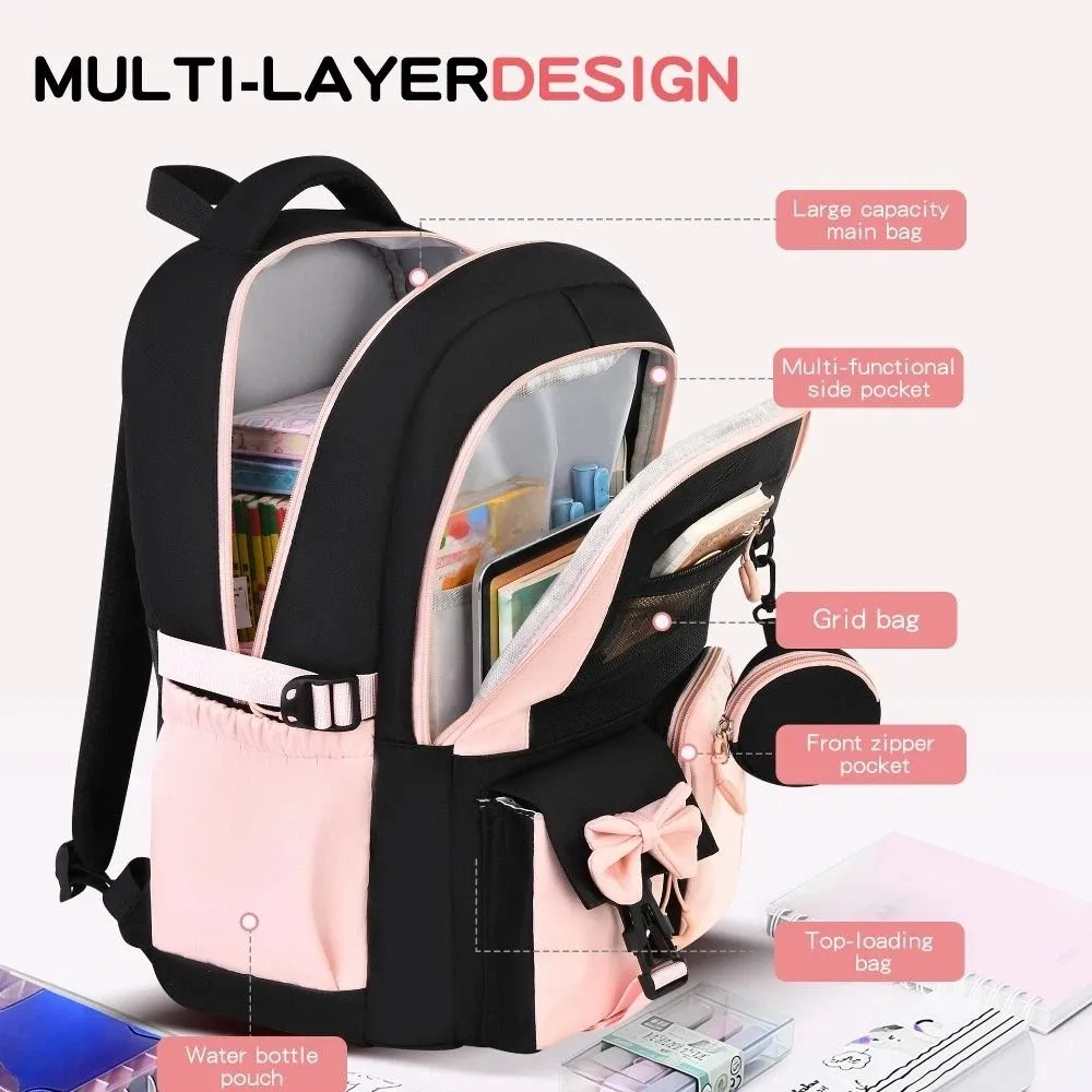 3PCS/1PC Cartoon Backpack,lunch Bag,Pencil Case Set Lightweight Waterproof School Bookbag Large‑capacity Multilayer