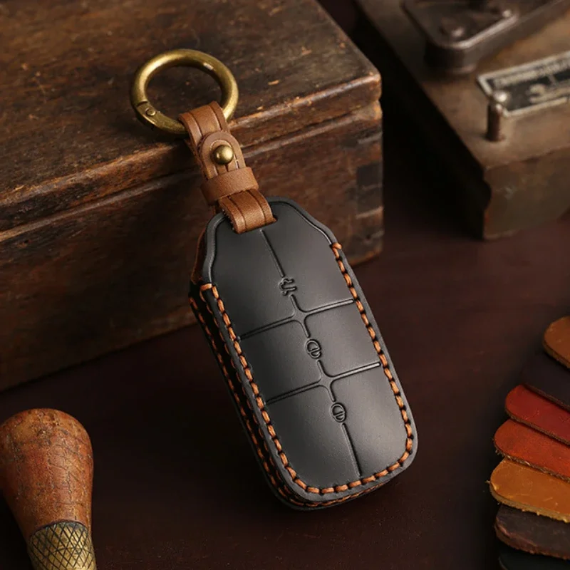 

1pc Genuine Leather Car Key Cover Case For Geely Galaxy L7 Keyring Shell All Inclusive Protective Keychain