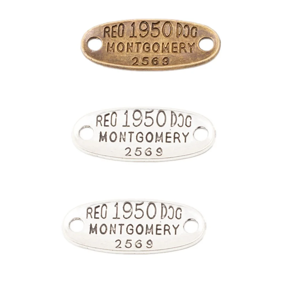 10Pcs/Lot 33*13mm Antique Silver Bronze Plated Word Plate Connectors Charms Pendant Fit Jewelry Making DIY
