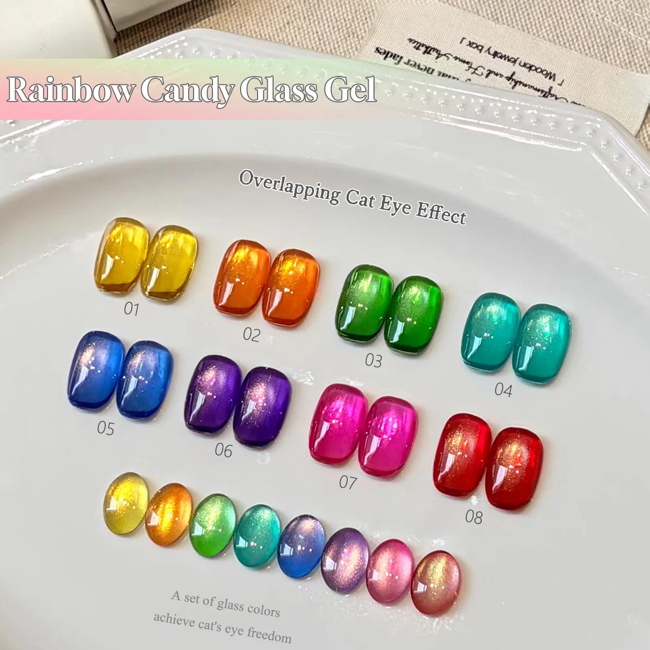 SHAKA 1pcs 2026 New Palette Rainbow Candy Series Glass Gel Nail Polish Summer Fashion Dopamine Ice Transparent Glass Nail Art