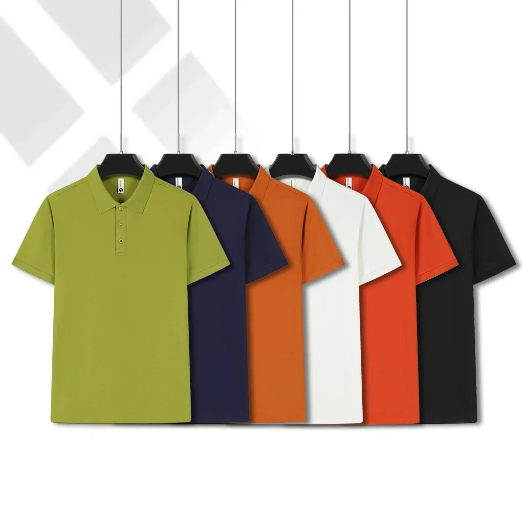 Solid Color Men's Polo Shirts Casual Short Sleeve Turndown Men's Shirts Fashion Streetwear Polos for Men