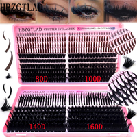 HBZGTLAD Lash Cluster Lash Book 80D-160D Bottom+Thorn Cluster Fairy Manga Lash Cluster Extended Lash Cluster with Spike eyelashe