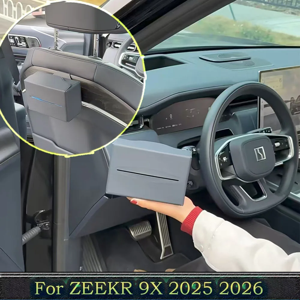 Car Mounted Magnetic Tissue Pack Box for ZEEKR 9X 2025 2026 Seat Drawer Box Decoration Auto Modification Accessory