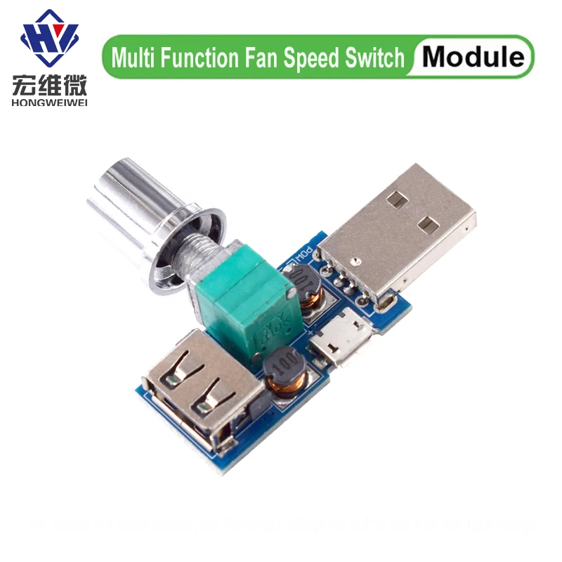 Mini USB Fan Governor Wind Speed Controller Air Volume Regulator Cooling Mute Multi Function Fan Speed Switch Module DC 5V