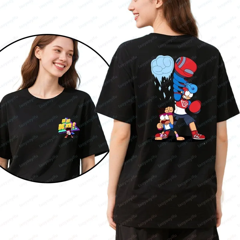 OK K.O.! Action Pose Graphic Short Sleeve T-Shirt Classic Cartoon Art Premium Cotton Tops Stylish Comic Con Events Casual Tees