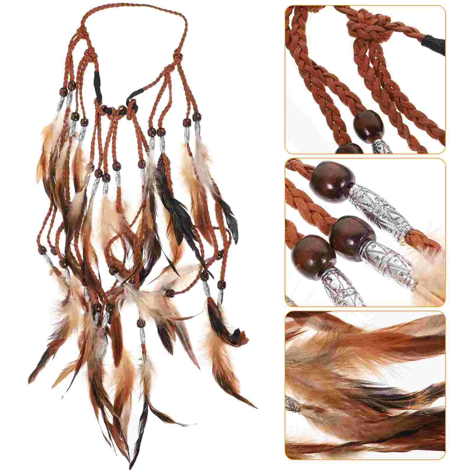 Feather Headband Women Festival Headwear Headdress Hairband Peacock Bohemian Artificial Headpiece Man