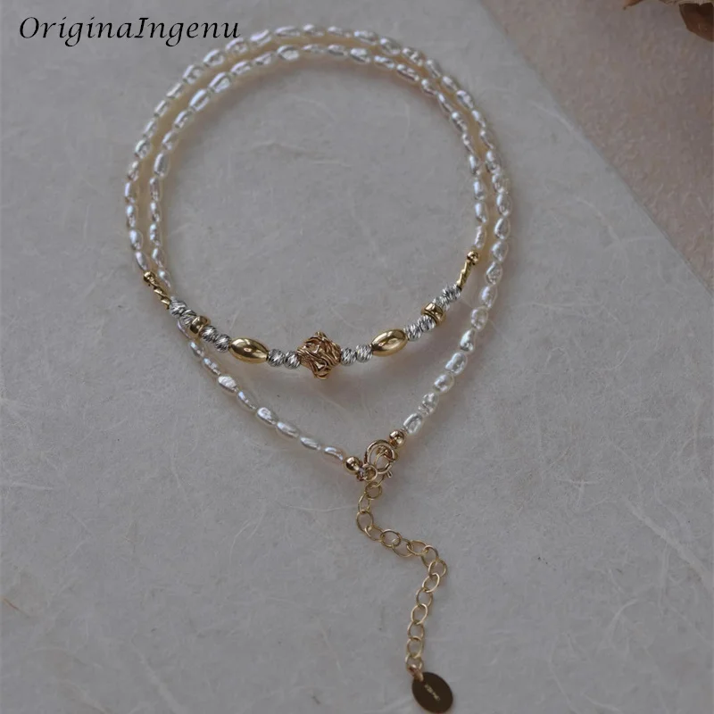 

14K Gold Filled Natural Baroque Pearl Bracelet Handmade Gold Beads Bracelet Waterproof Tarnish Resistant Necklace for Women