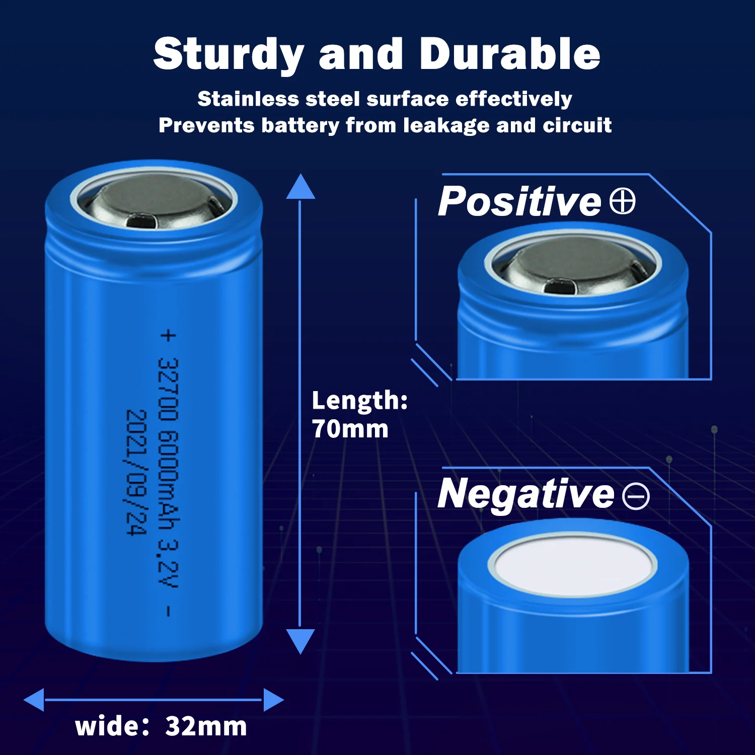 Neue LiFePO4-Batteriezelle 3,2 V 32700 6000 mAh MAX-Entladung 30 A Hochleistungs-LiFePO4-Akku für elektrische Taschenlampe