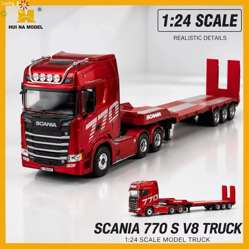 Huina 1302A Rc Car 1/24 770 S V8 truck 4wd Rc Alloy Tractor Truck 19ch 2.4g Engineering Trailer Truck With Light And Sound Toys