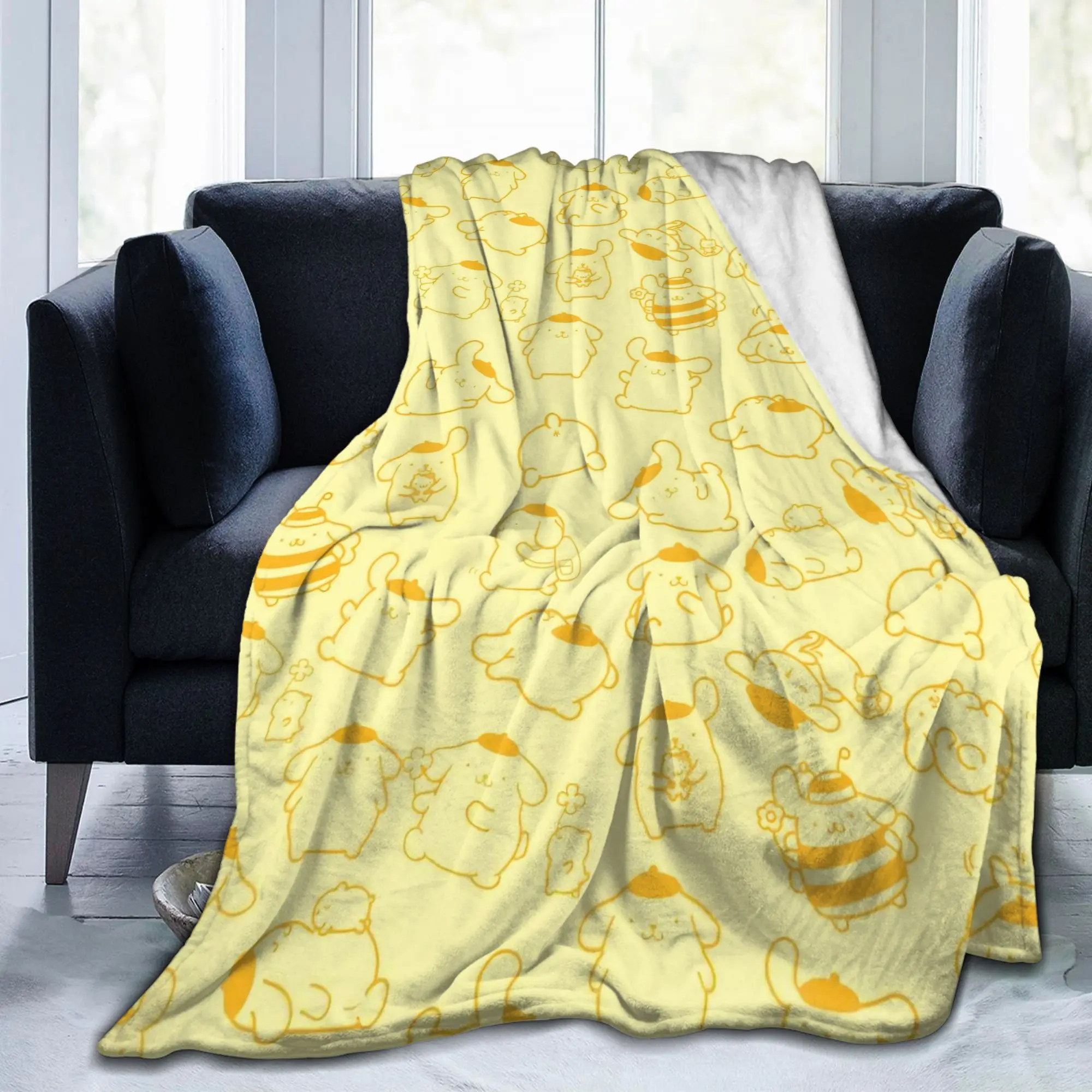 Pompompurins Kawaii Cute Puppy Blankets Fleece Summer   Multifunction Soft Throw Blanket for Home Bedroom Bedspreads
