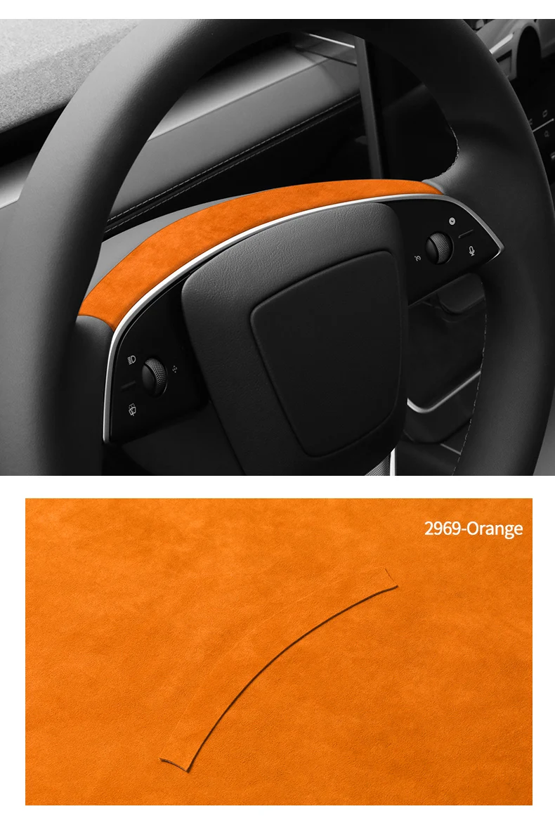 Für Tesla Model 3 (2023-) Model Y (2026-) Lenkrad-Dekorrahmen-Zierleiste Aufkleber Auto-Innenausstattung aus Alcantara – Detail 10