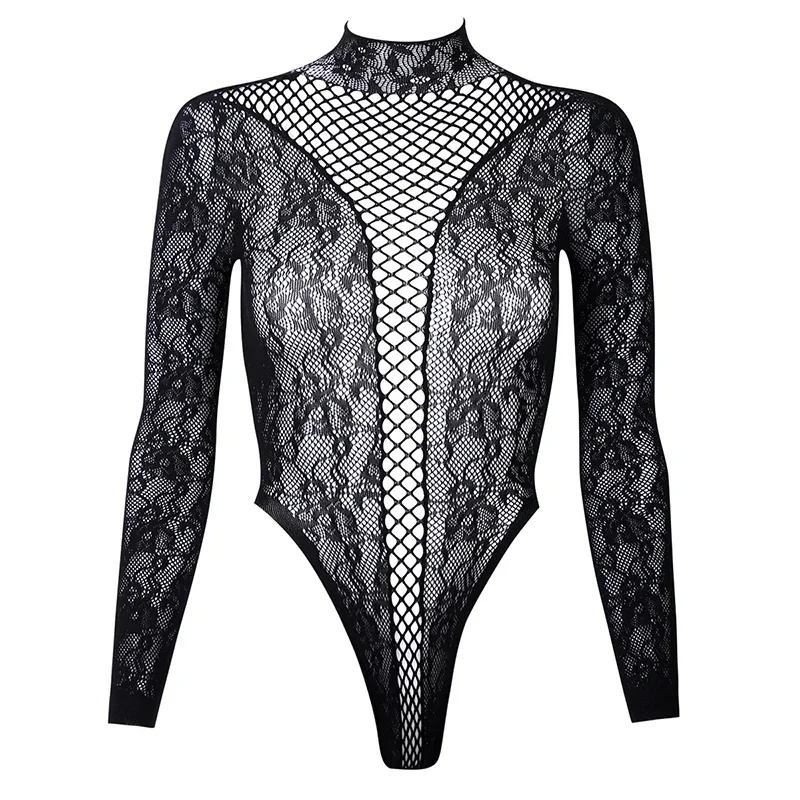 Men's Christmas Bodysuits Male Long Sleeved Uniforms Autumn Winter Underwear Fetish Breathable Gentlemen Mesh Clothes White Red image 3