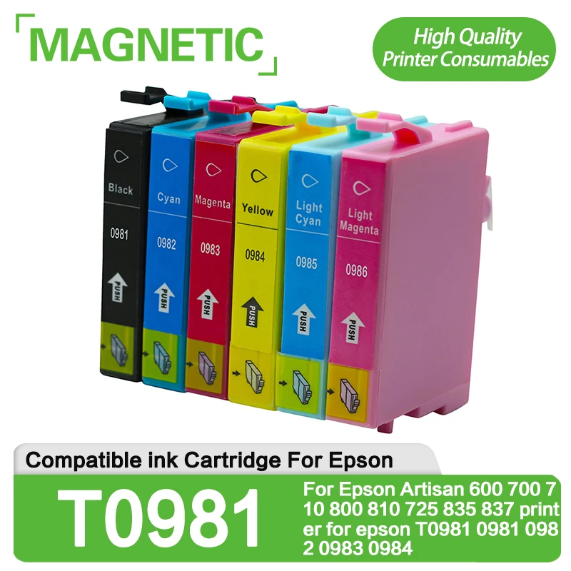 NEW T0981 Compatible Ink Cartriage For Epson Artisan 600 700 710 800 810 725 835 837 printer for epson T0981 0981 0982 0983 0984