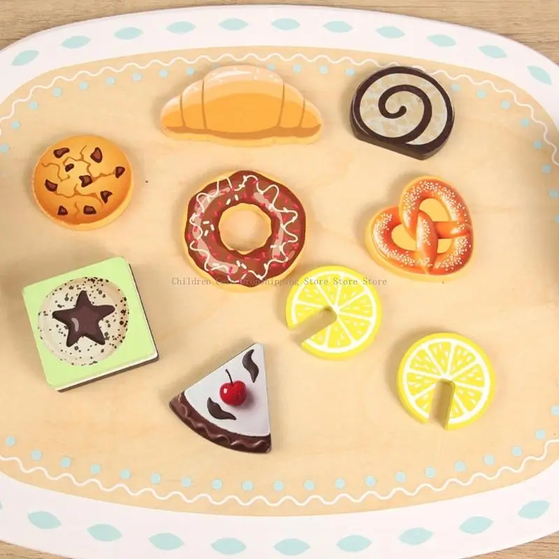 เด็กเล่นไม้ของเล่นแกล้งทำอาหารชุดพร้อมชั้นวางจานของขวัญการเรียนรู้สำหรับเด็กอายุ 3 + ชายหญิง