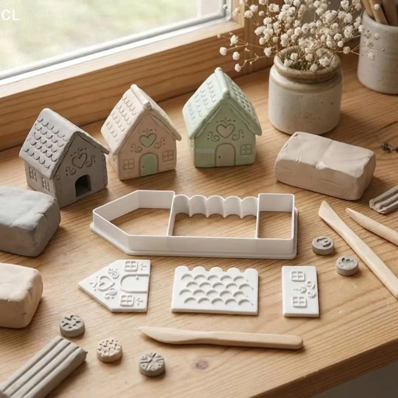AttireTroveSmall House Shaped Polymer Clay Cutting Tool, Mini Small House Clay Making Mold, Suitable For Polymer Clay