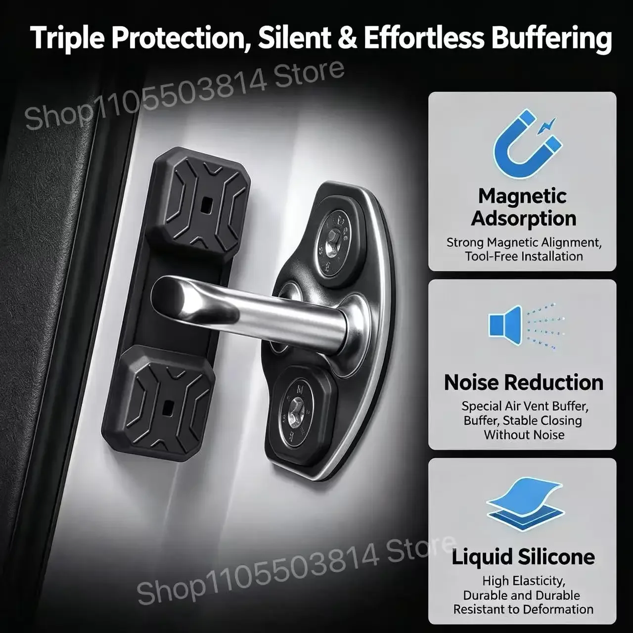 Magnetic Silicone Door Lock Dampener Pads For Mercedes-Benz A-Class,Noise Reduction Buffer Shock Absorption Interior Accessories 3