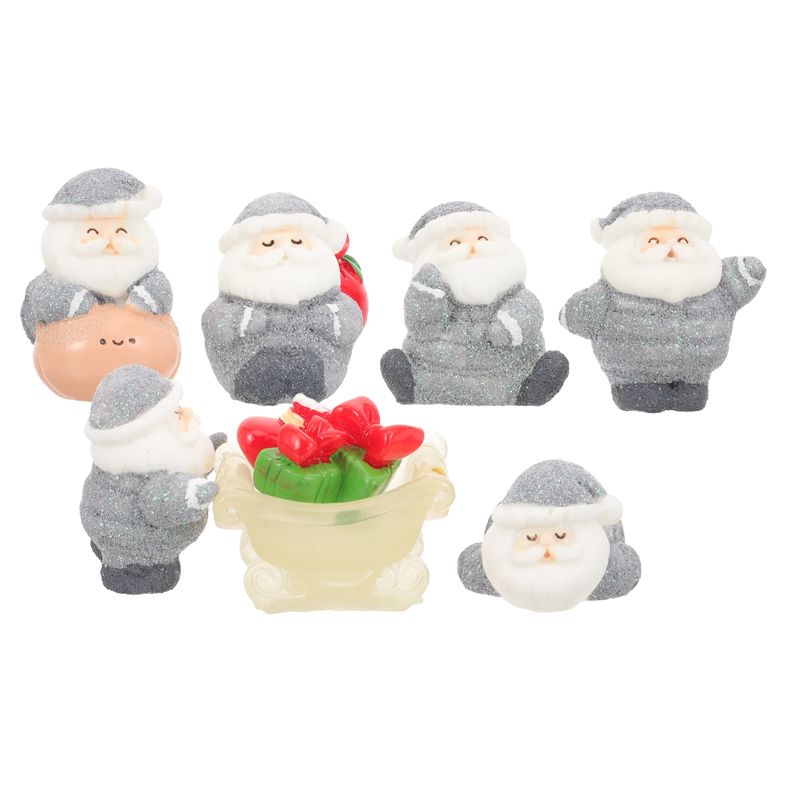

8 Pcs Christmas Snow Decorations Resin Mini Santa naments Party Decoration Tiny Statues Indoor Outdoor Gift