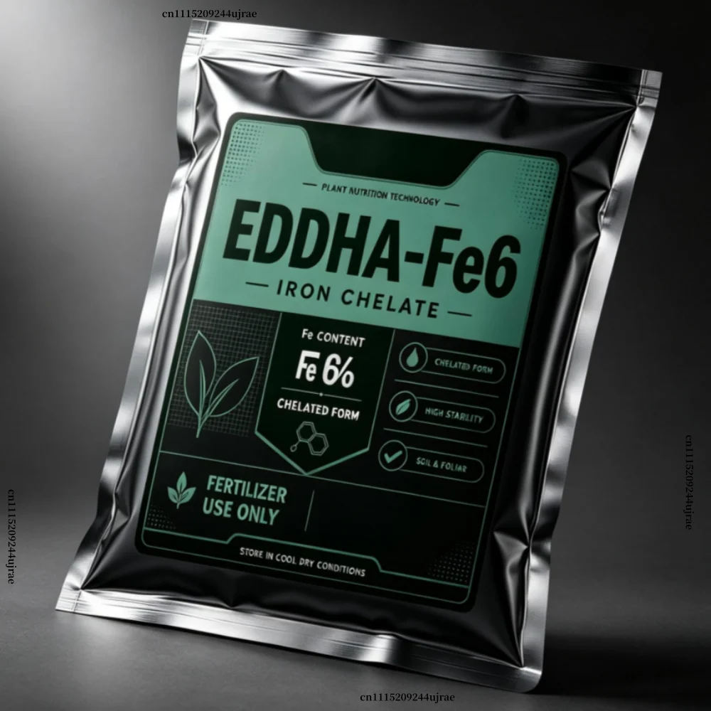 EDDHA-Fe 6% Chelated Iron Powder, Water Soluble Micronutrient, Fast Fix Plant Iron Deficiency & Yellow Leaf, for Soil