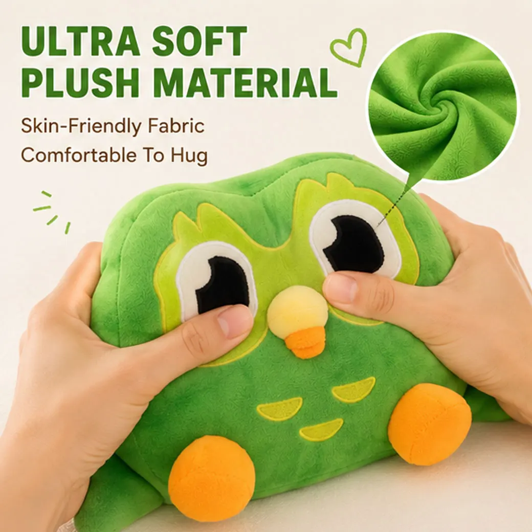 Kawaii Duolingo Grüne Eule Plüschtier Plüschfigur von Duo Die Eule Cartoon Anime Eulenpuppe Weiches Stofftier Kindergeburtstagsgeschenk