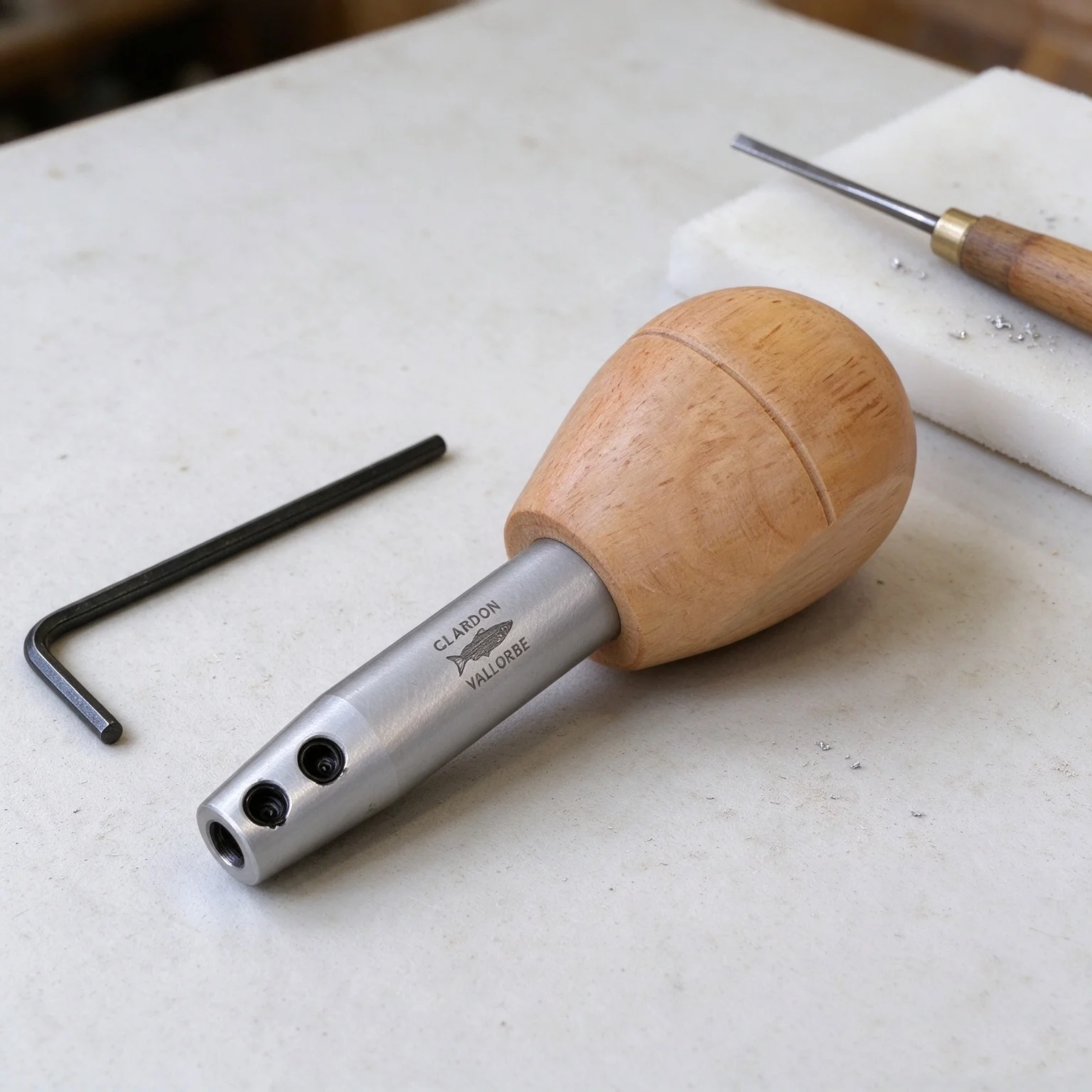34mm Vallorbe AL4001 Hardwood Mushroom Graver Handle, Switzerland Made Engraving Chisel Grip Jewelry Stone Setting Tool