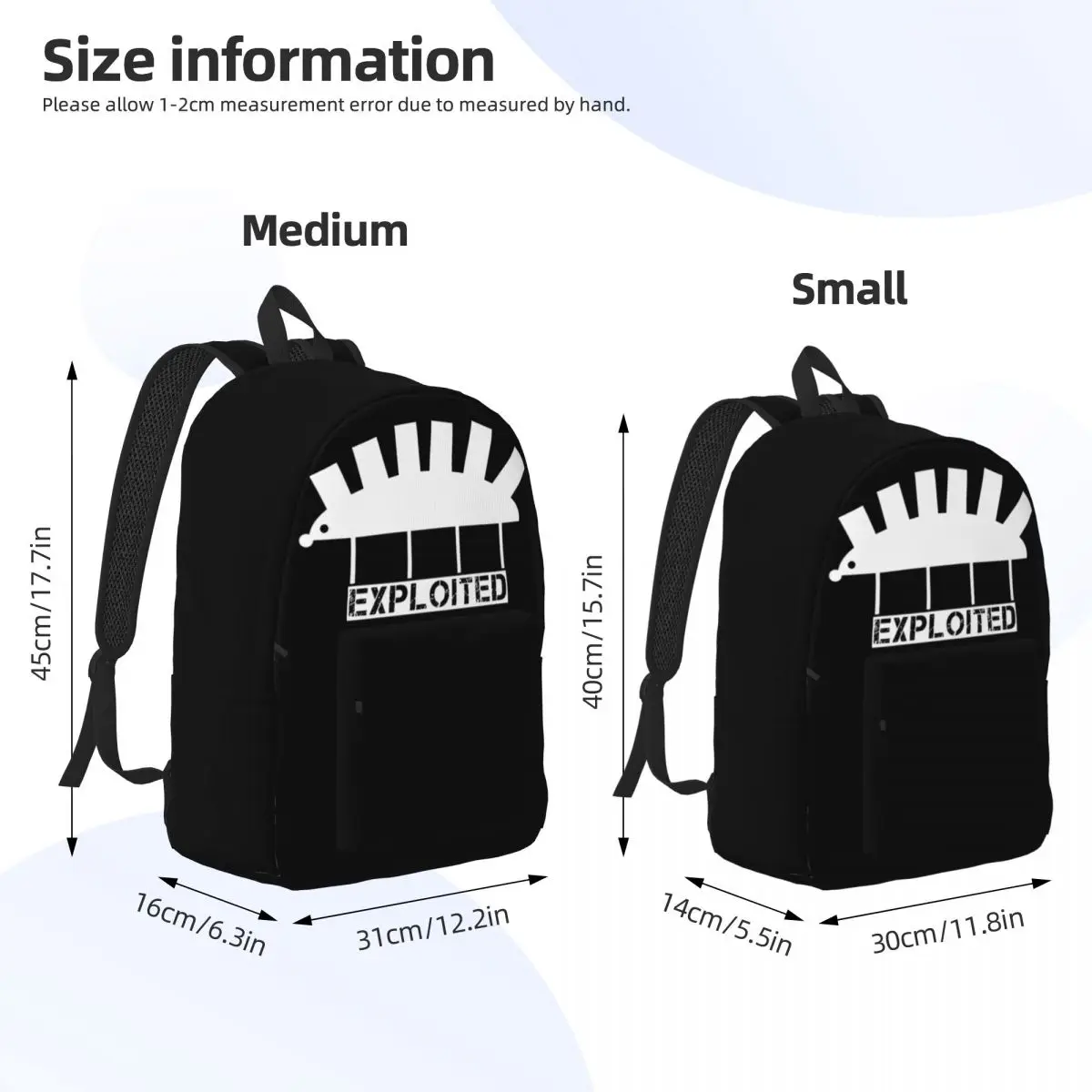 Exploited рюкзак с ежом для мужчин и женщин, Подростковая старшая школа, рабочий рюкзак, рок-группа, ноутбук, компьютер, сумка через плечо, прочная
