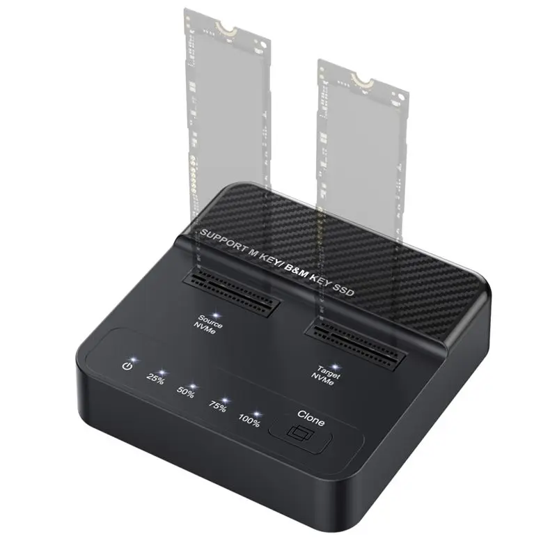 

Док-станция ABFM-Cloning Duplicator для NVMe M.2 SSD с двумя отсеками, 20 Гбит/с, для чтения/записи и автономного копирования твердотельных накопителей