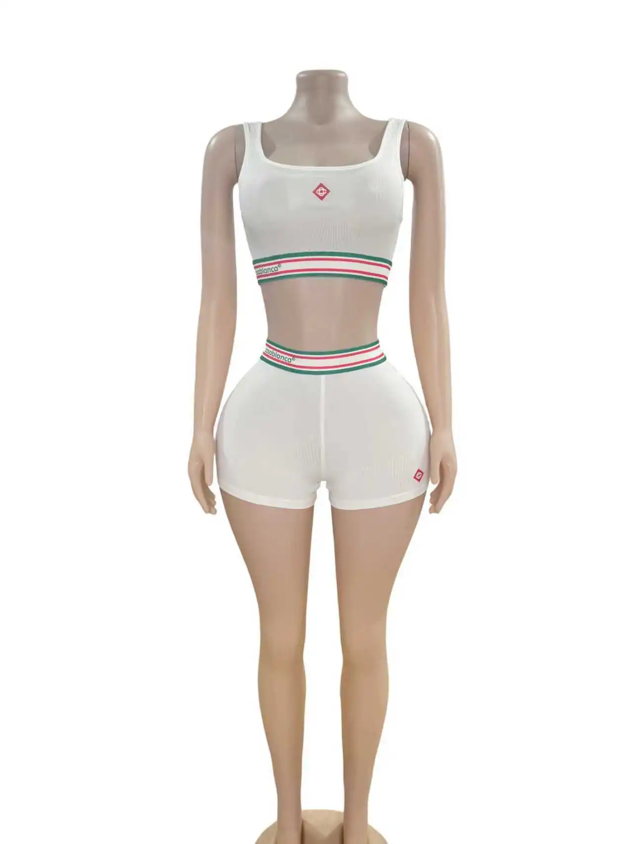 Elegante senhora carta impressa jogger 2 peça conjunto feminino sem mangas colheita superior e shorts ternos 2025 outono casual fatos de treino esportivos