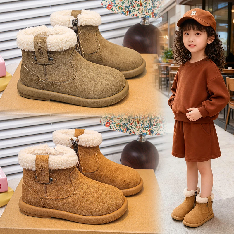 

2025 Winter Warm and Comfortable Boots for Children Vintage Faux Fur Girl's Cotton Boot Thick Warm Kid's Snow Warm Boots