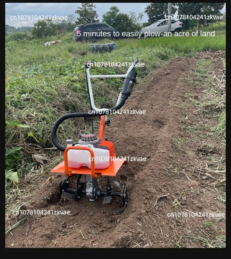 Multifunctional Agricultural Micro-tiller Small Plough Soil Turning Household Gasoline Ditching Rotary Cultivator Weeding