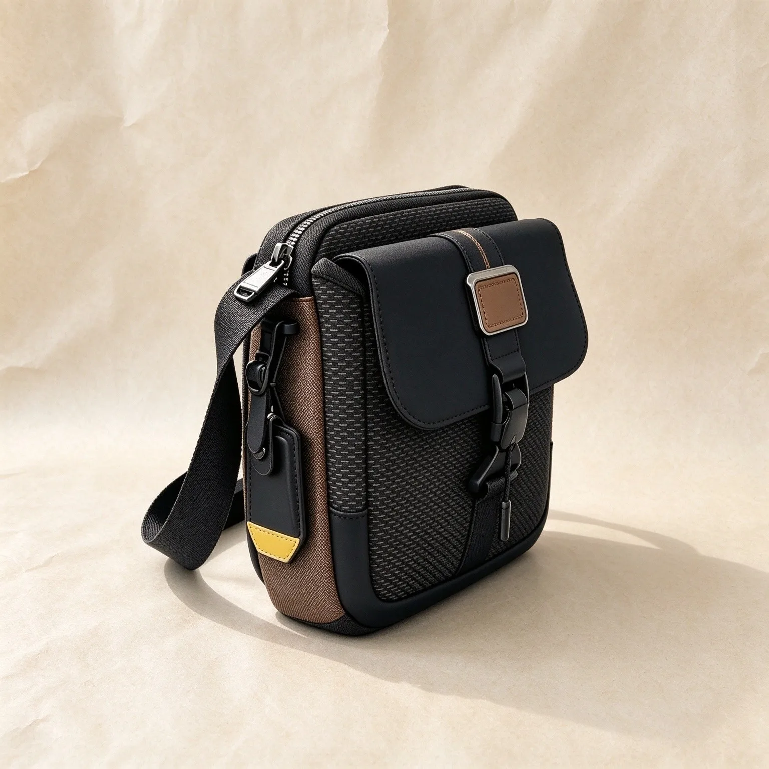 Men's Ballistic Nylon Crossbody Bag, Classic Stylish Single Shoulder Sling Bag for Business Casual Daily Commute
