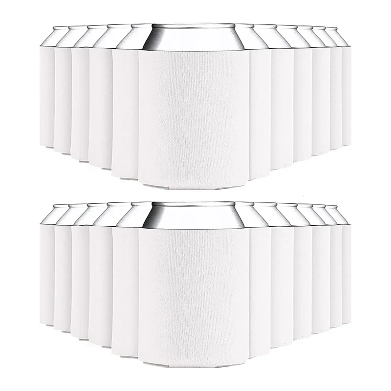 

25 Pack Blank Can Cooler Sleeves Sublimation Blanks For Vinyl Plain Foam Can Sleeves Coolers Soda Cans White