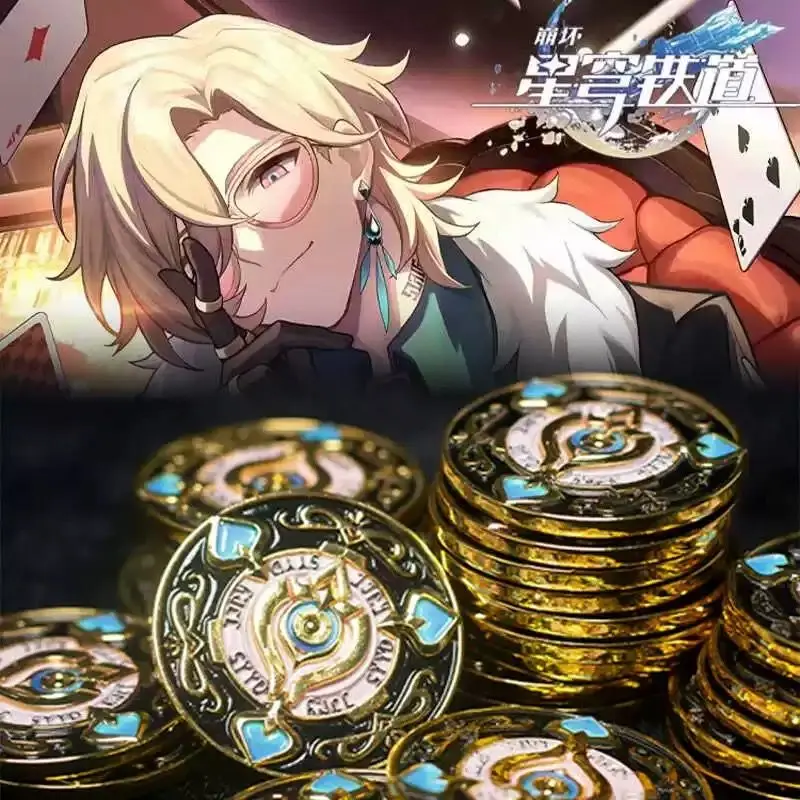 Aventurine Bushi Metal Chip Coin Game Honkai: Star Rail Cosplay Accessories Anime Game Gold Coins Diy Accessories Prop 3.8CM