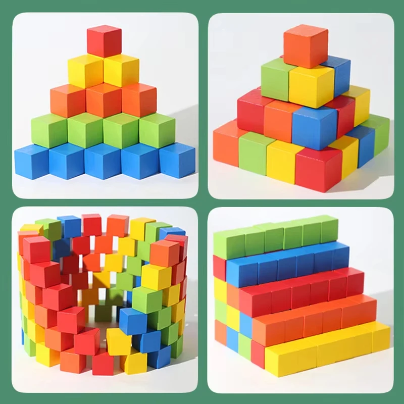 Cubo de arco-íris de madeira sensorial das crianças jogo de quebra-cabeça aprendizagem cor empilhamento blocos de construção brinquedo montessori matemática precoce