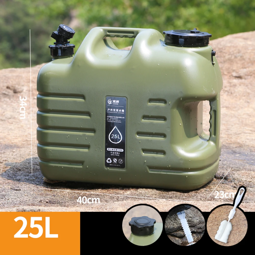 25L Camping Bucket Water Tank Portable Drinking Water Canister with Detachable Faucet No Leakage for Outdoor Travel Driving