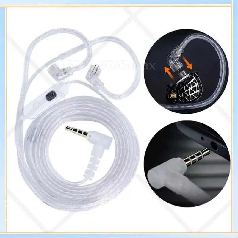 

-SPOR KZ Earphone Cable M2 Headphone Cord Upgrade 3.5MM Silver Plated Cable Dual Mic Headset Wire