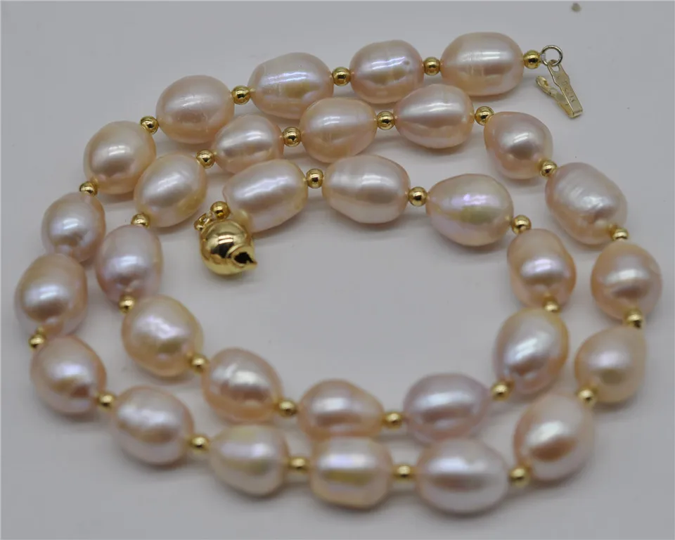 

HABITOO 18" 11-13mm AAA South Sea Baroque Pink Pearl Necklace 14K Clasp Jewelry Chains Necklace for Woman Choker Chain