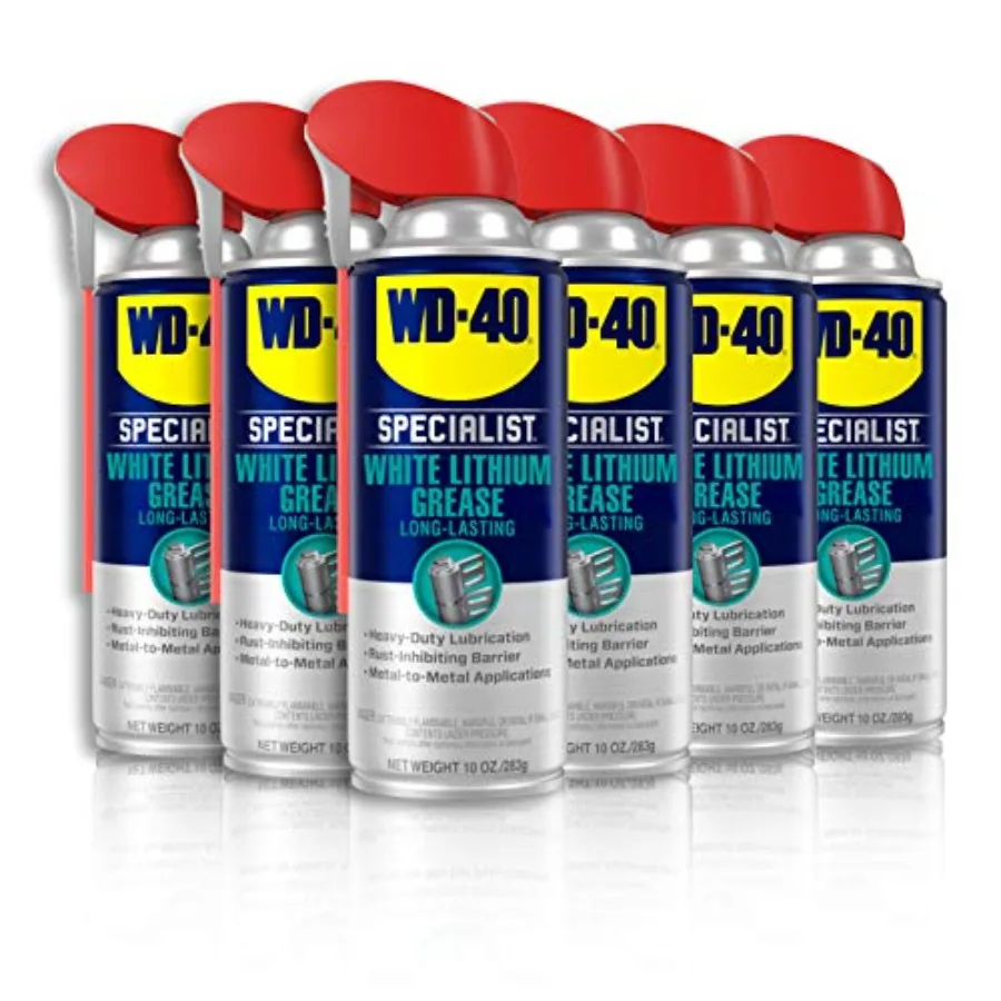 

White Lithium Grease Spray with SMART STRAW SPRAYS 2 WAYS 10 OZ [6-Pack]
