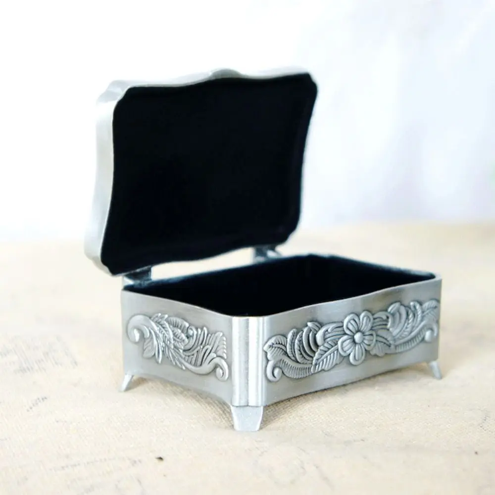 Electroplating Metal Jewelry Box Vintage Simple Jesus Storage Case Large Capacity Christian Trinket Box Necklace Box