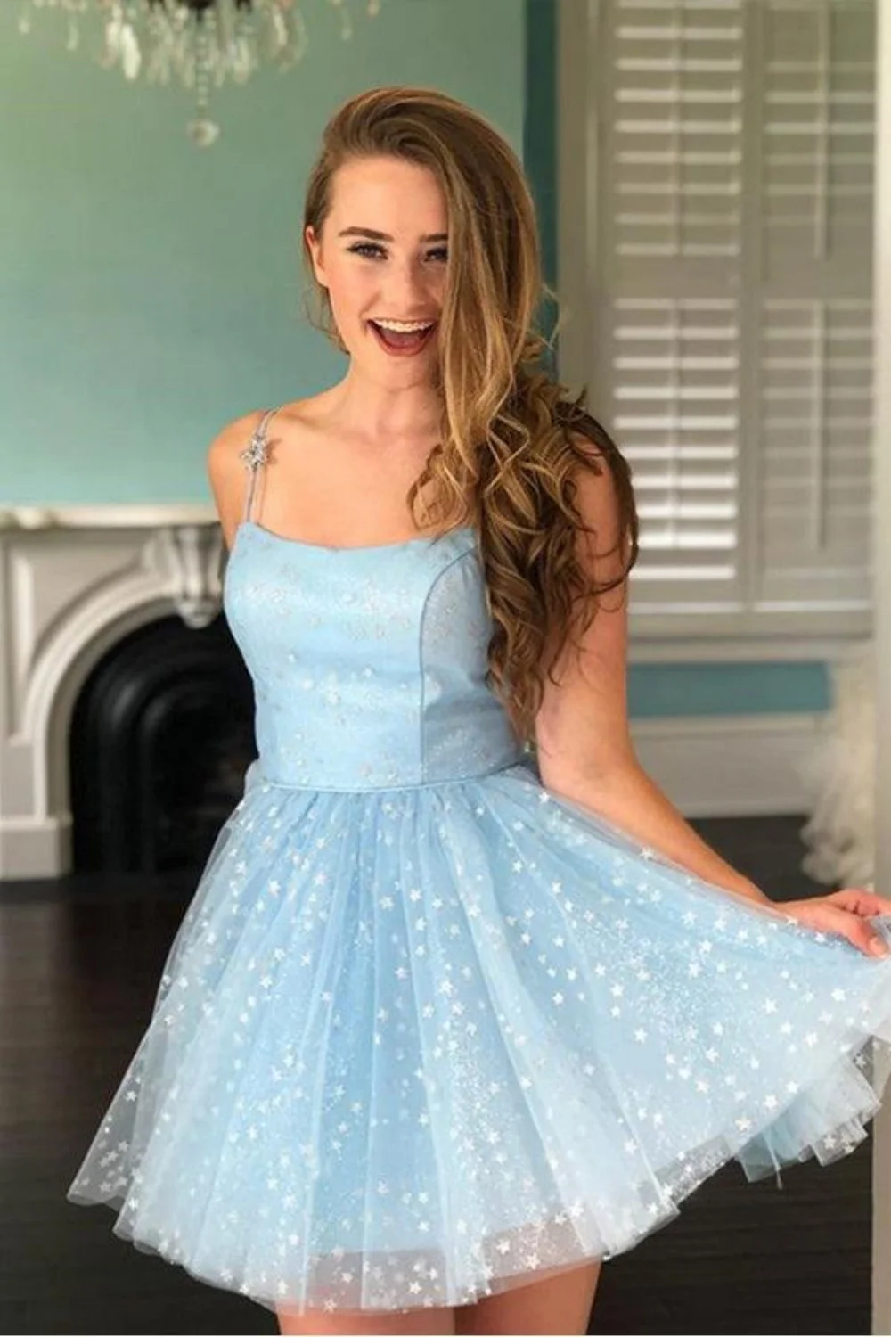 Robe de soirée sans manches étoile dorée, Mini robe de princesse, taille haute, ligne a, robe courte de soirée d'anniversaire pour femmes, personnalisée