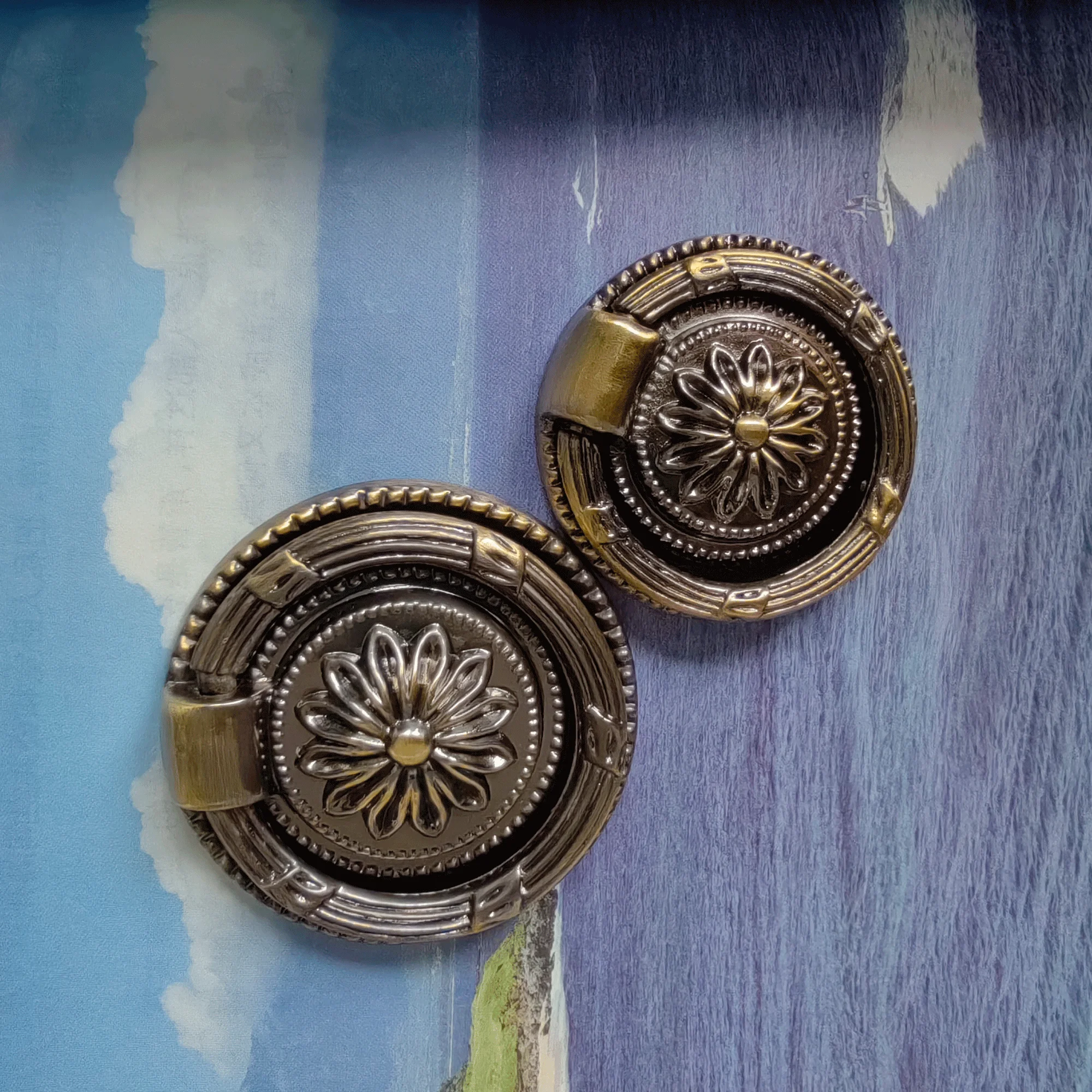 1 PC Vintage Zinc Alloy Antique Bronze Cabinet Handles Round Ring Wardrobe Pulls Retro Drawer Box Knobs Kitchen Accessories