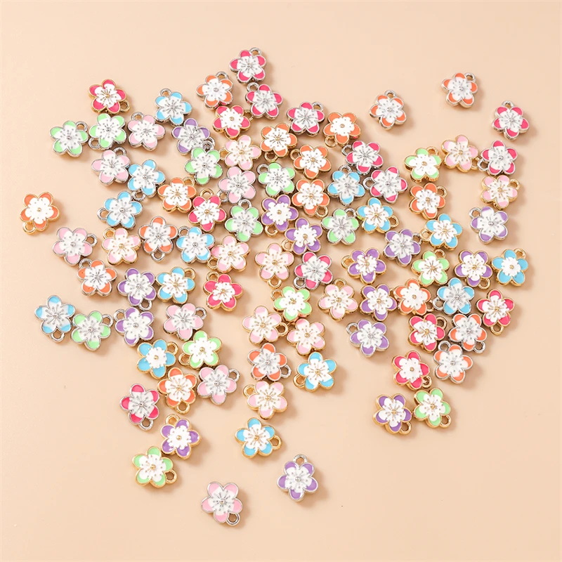 20 Stück 10x12mm Niedliche Bunte Mini-Emaille-Blumen-Anhänger für Schmuckherstellung Ohrringe Halsketten Armbänder DIY Bastelbedarf – Detail 17