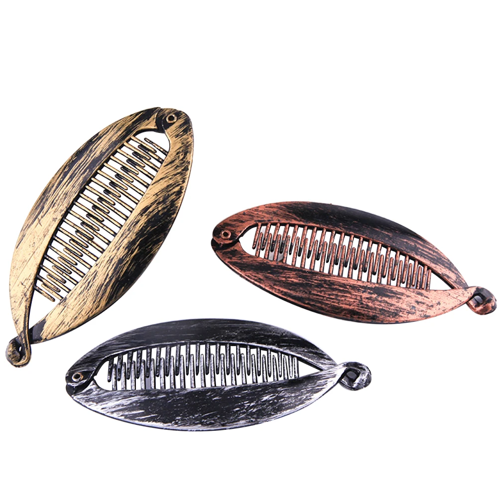 

9pcs Large Banana Hair Clips Retro Resin Ponytail Holders Claw Clips For Women Durable Long Lasting No Pin Party Home Use Golden