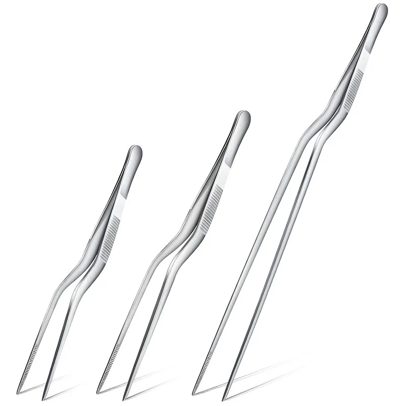 3/1 szt. Szczypce kuchenne przybory kuchenne, precyzyjne pęsety kulinarne ze stali nierdzewnej szczypce do grillowania-stylizacja żywności wystrój pieczenia