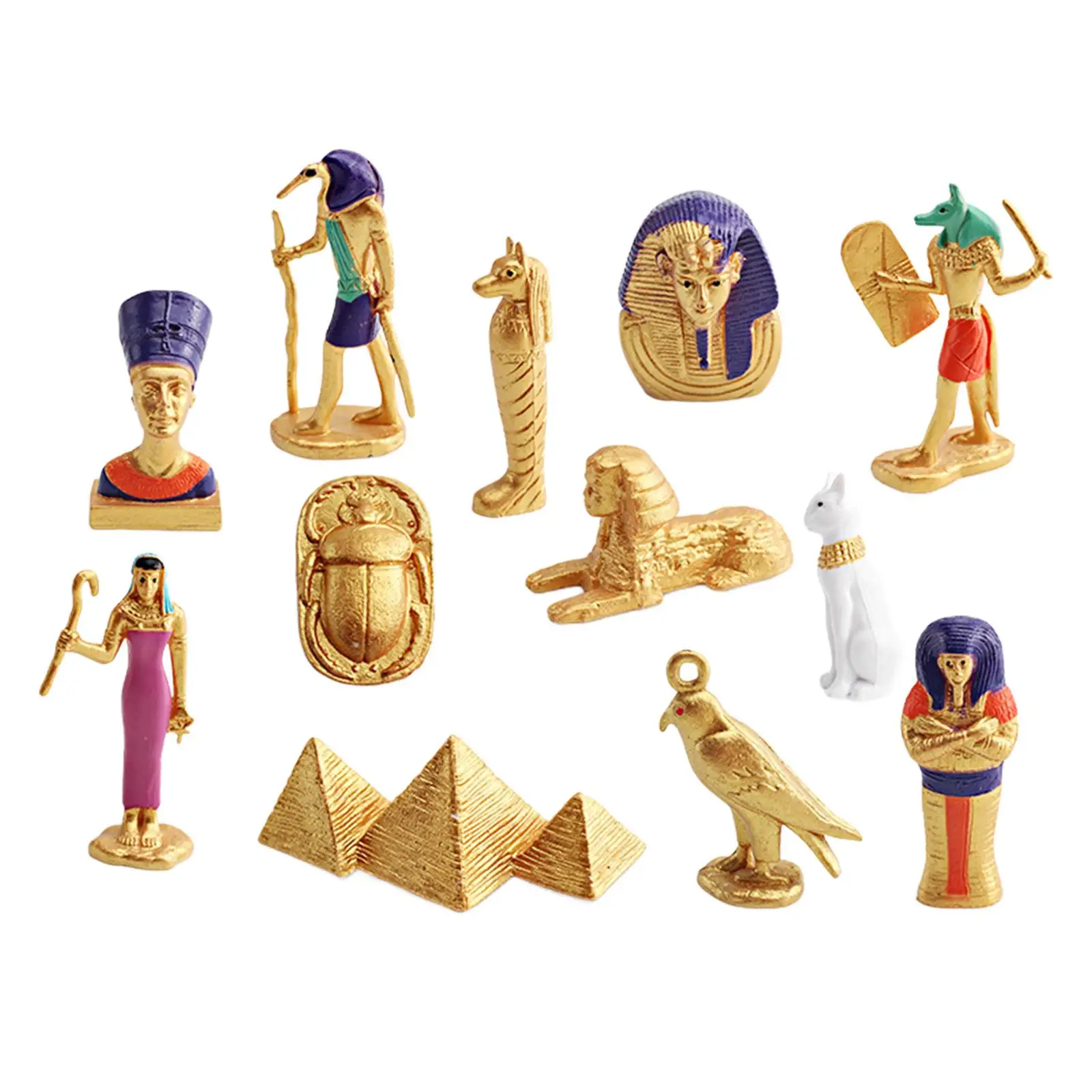 12 Pieces Ancient Egypt Figures Figurine for Desktop Birthday Gift Role Play