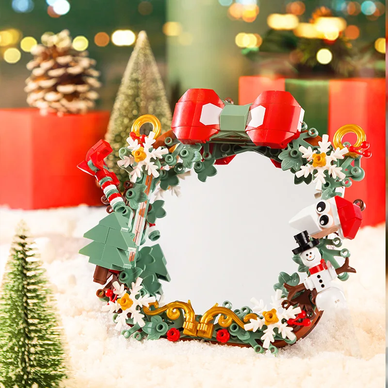 DIY Christmas Wreath Building Kit for 6+ Kids City Christmas Tree Decoration MOC Building Blocks Set Toys For Children Present