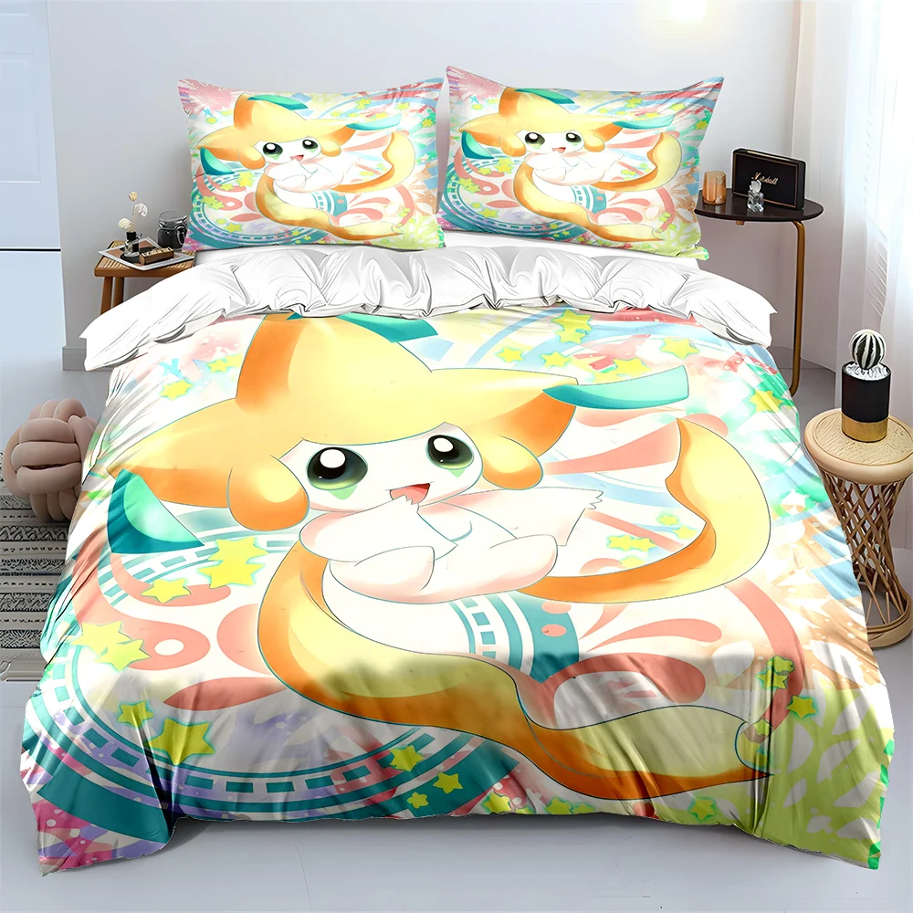 Pokemon Jirachi Printed Bedding Set 3PC 1 Duvet Cover 2 Pillowcases Adult and Children Warm Soft Bedding Set Luxury Gift