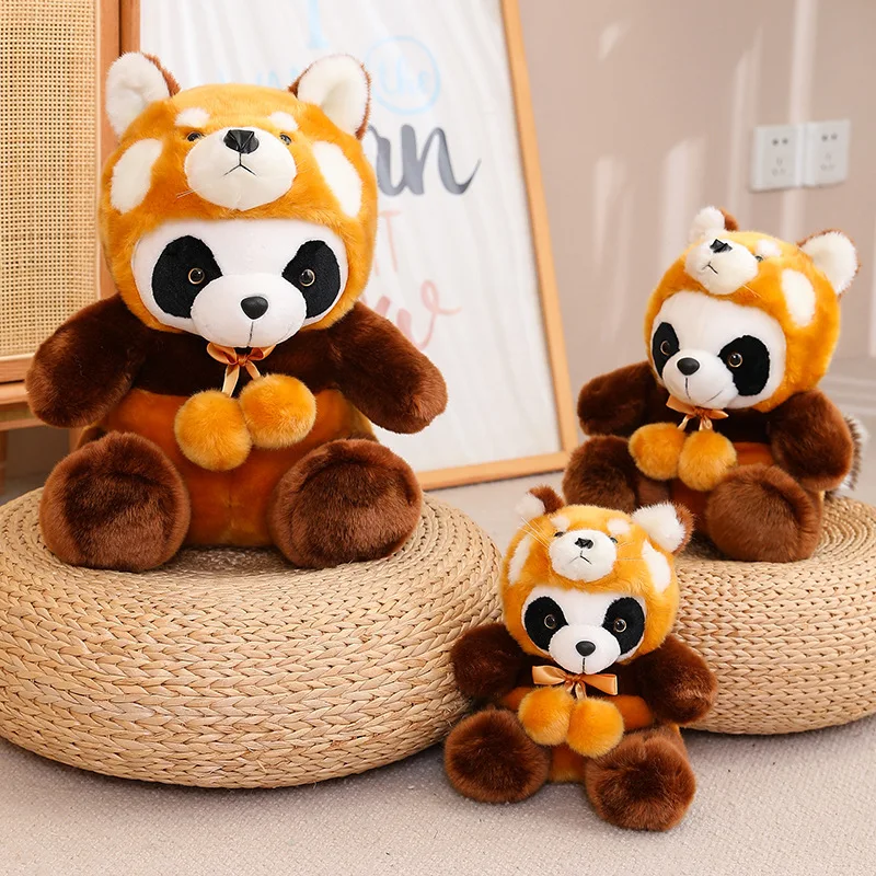 

New Creative Cute Raccoon Plush Doll Transform to Giant Panda Stuffed Animals Plushies Soft Kids Toys for Boys Girls Funny Gifts