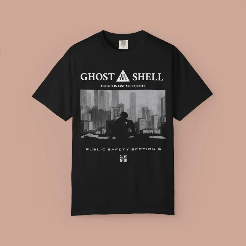 2026 Ghost in The Shell Graphic T‑Shirt Vintage Anime Print Unisex Short Sleeve Cyberpunk Streetwear Oversized Casual Daily Tops