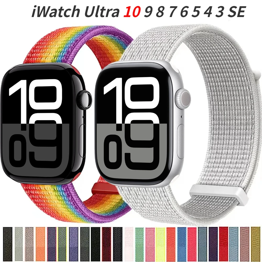 

Nylon Loop Strap For Apple watch band 49mm 45mm 41mm 44mm 46mm 42mm Sports Bracelet Correa For iWatch Ultra 10 9 8 7 6 5 4 Belt