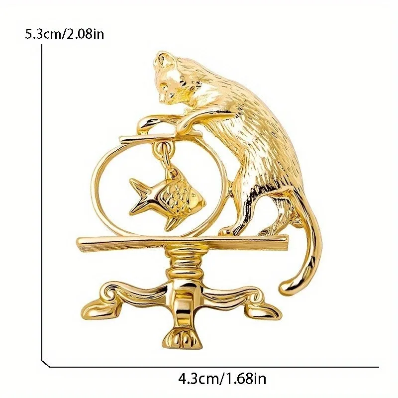 Kitten Brooch Simple Metal Cat Fish Enamel Pin Fashion Animal Clothing Accessories